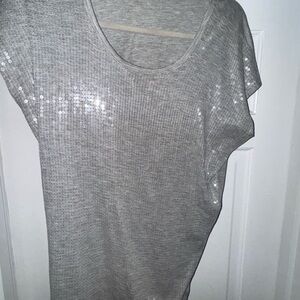 Michael Kors Gray Sequin Short Sleeve Tee